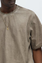 Tinted Wash Boxy Cropped Heavyweight Short Sleeve Tee - Brown image 3