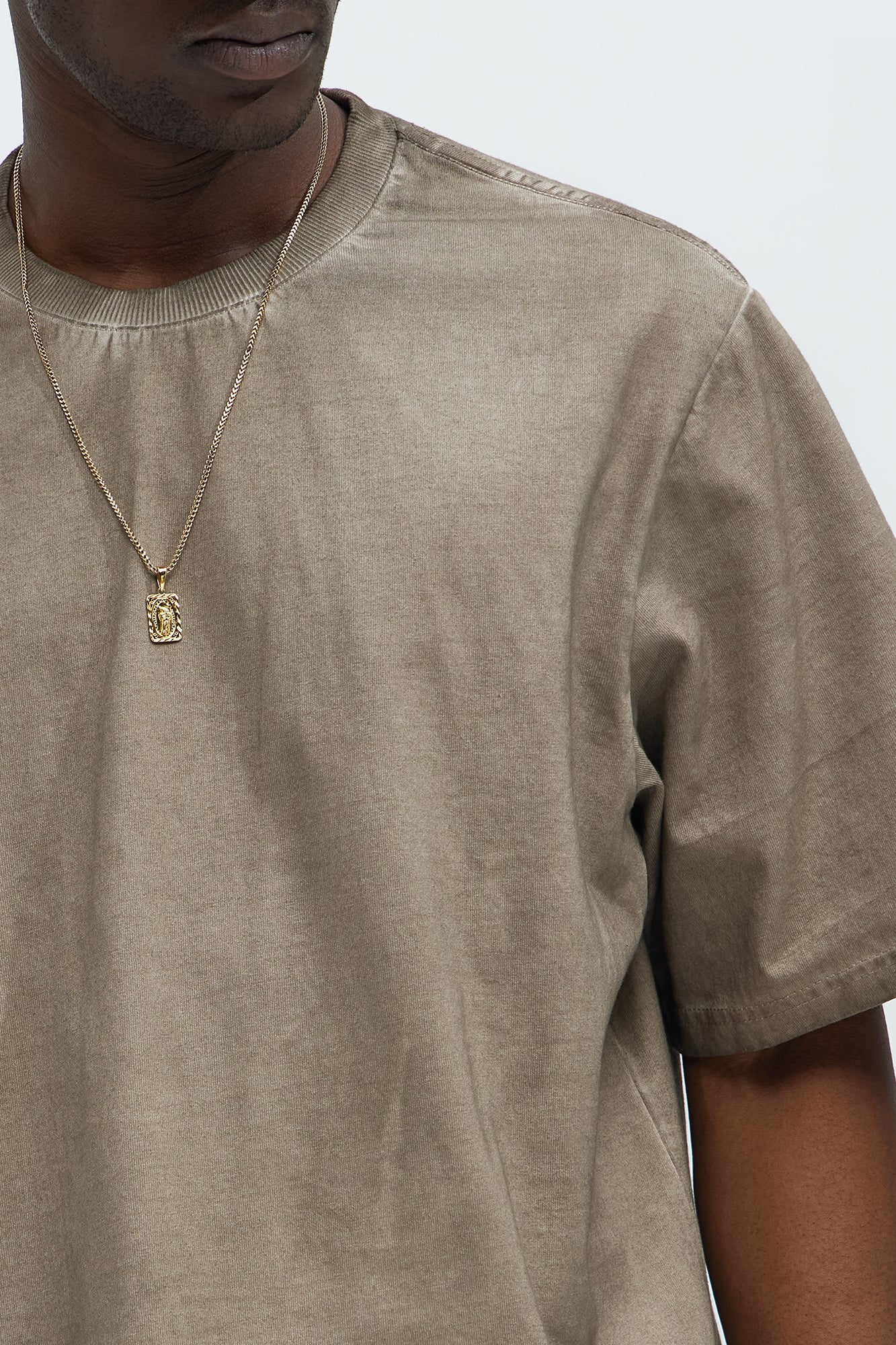 Tinted Wash Boxy Cropped Heavyweight Short Sleeve Tee - Brown image 3