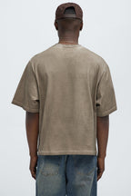 Tinted Wash Boxy Cropped Heavyweight Short Sleeve Tee - Brown image 4
