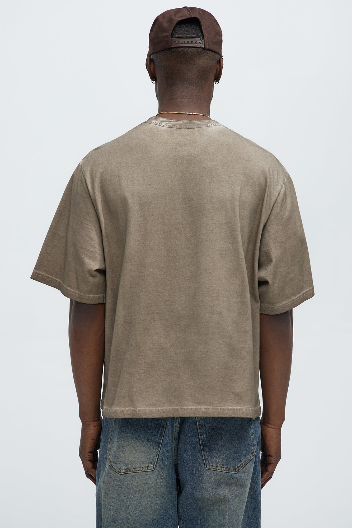 Tinted Wash Boxy Cropped Heavyweight Short Sleeve Tee - Brown image 4