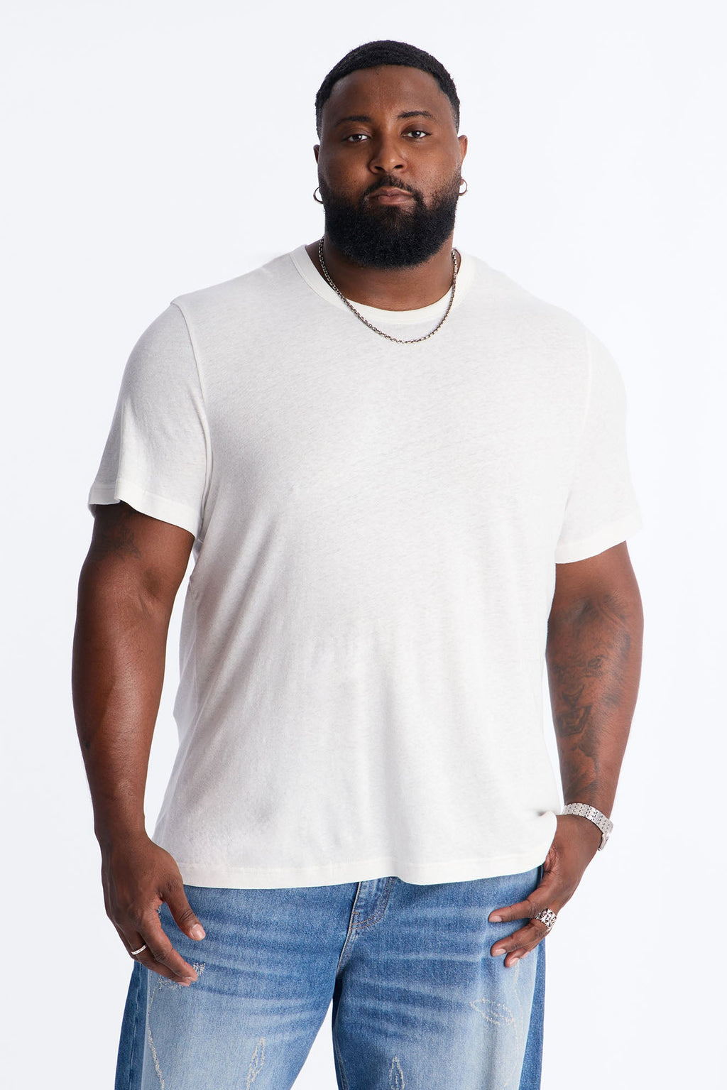 Bahamas Linen Crew Tee - White image 4
