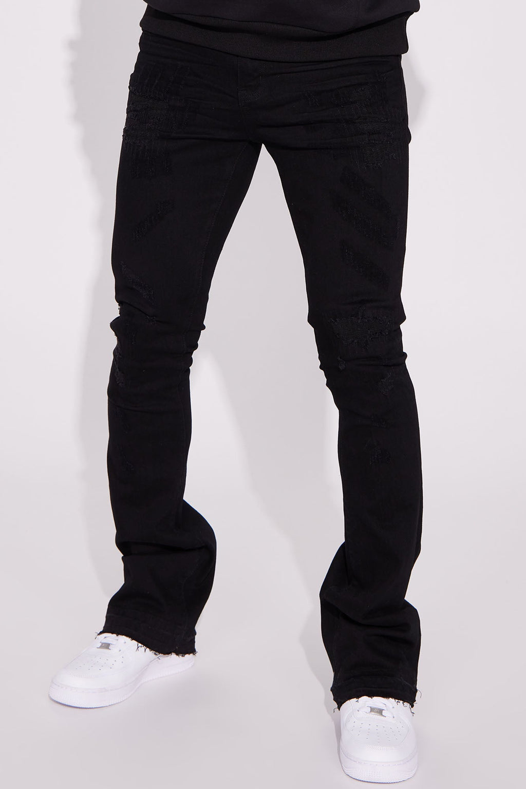 Do You Mind Stacked Skinny Flare Jeans - Black image 1