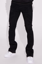 Do You Mind Stacked Skinny Flare Jeans - Black image 1