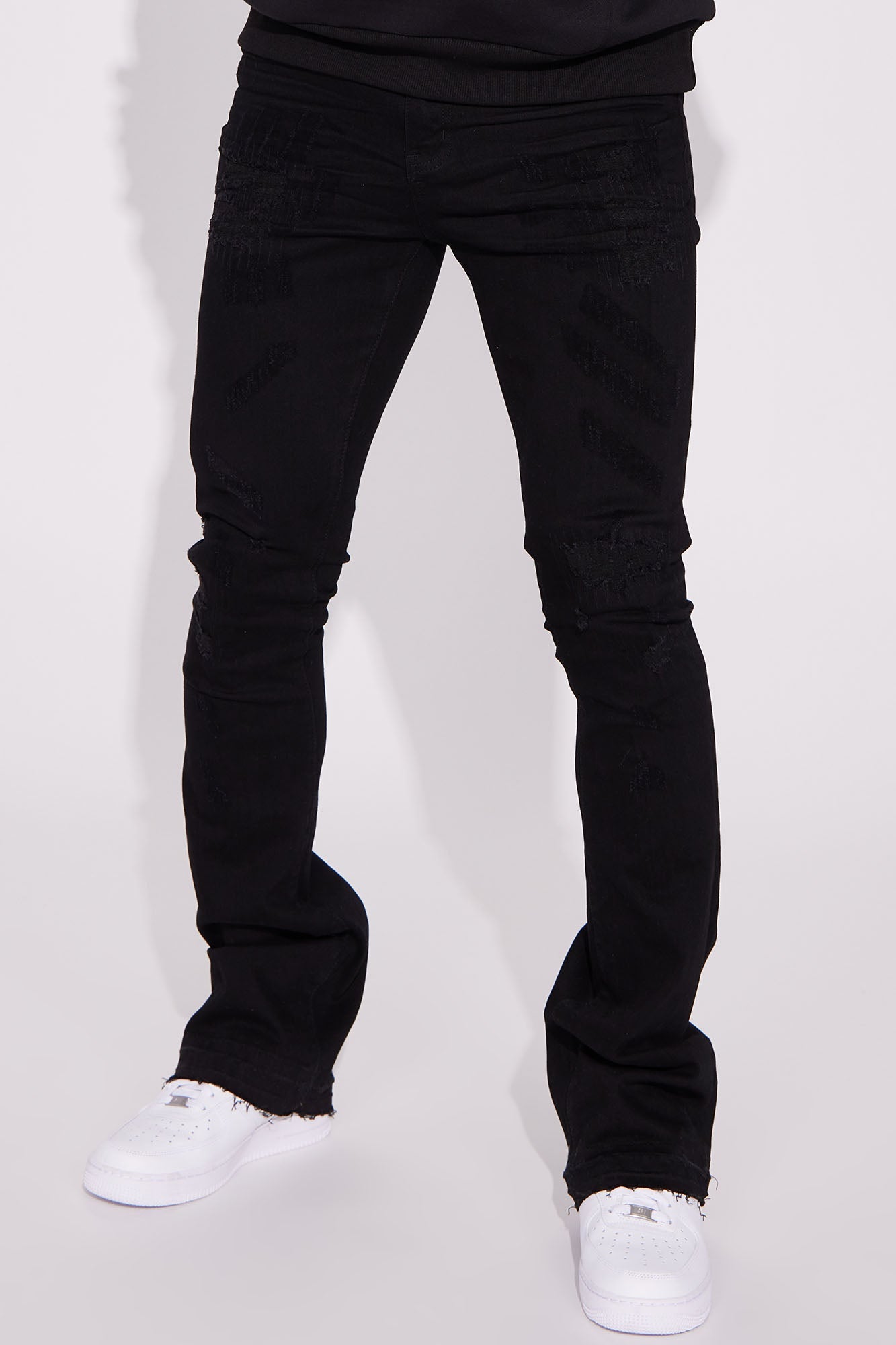 Do You Mind Stacked Skinny Flare Jeans - Black image 1