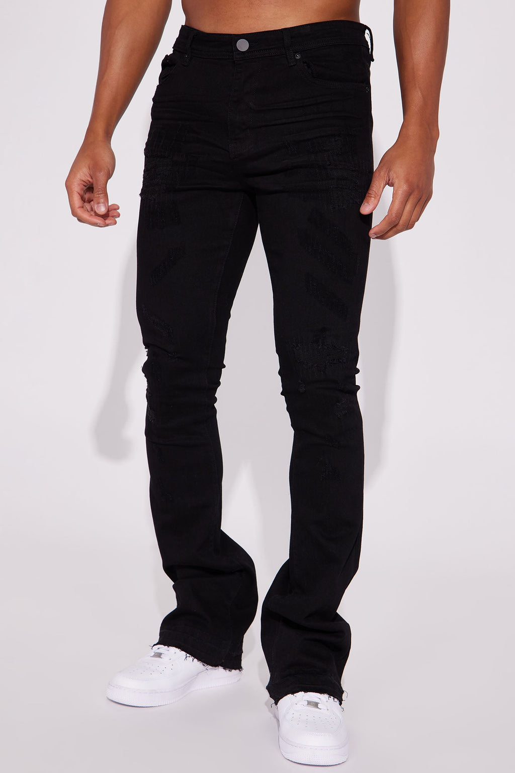 Do You Mind Stacked Skinny Flare Jeans - Black image 3