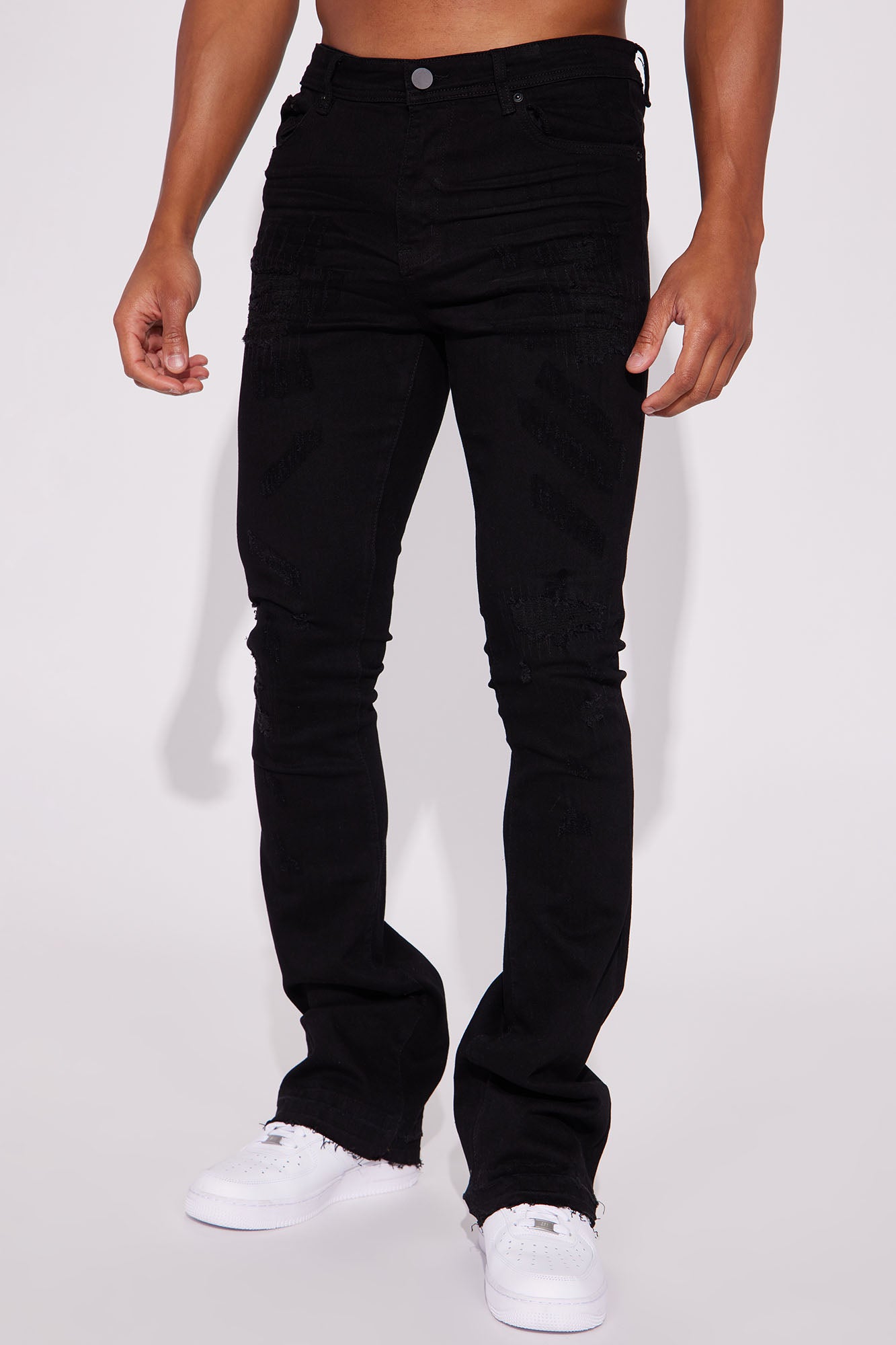 Do You Mind Stacked Skinny Flare Jeans - Black image 3