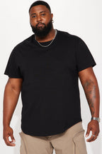 Essential Short Sleeve Scallop Crew Tee - Black image 4