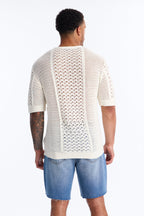 Relaxed Jonathon Crochet Crewneck Tee - Cream image 4