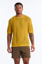 Relaxed Jonathon Crochet Crewneck Tee - Mustard image 1