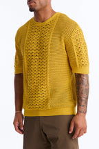 Relaxed Jonathon Crochet Crewneck Tee - Mustard image 3