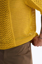 Relaxed Jonathon Crochet Crewneck Tee - Mustard image 4