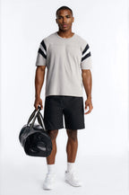 Boxy Varsity Stripe Tee - Grey/combo image 2