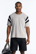 Boxy Varsity Stripe Tee - Grey/combo image 1
