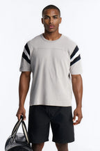 Boxy Varsity Stripe Tee - Grey/combo image 1
