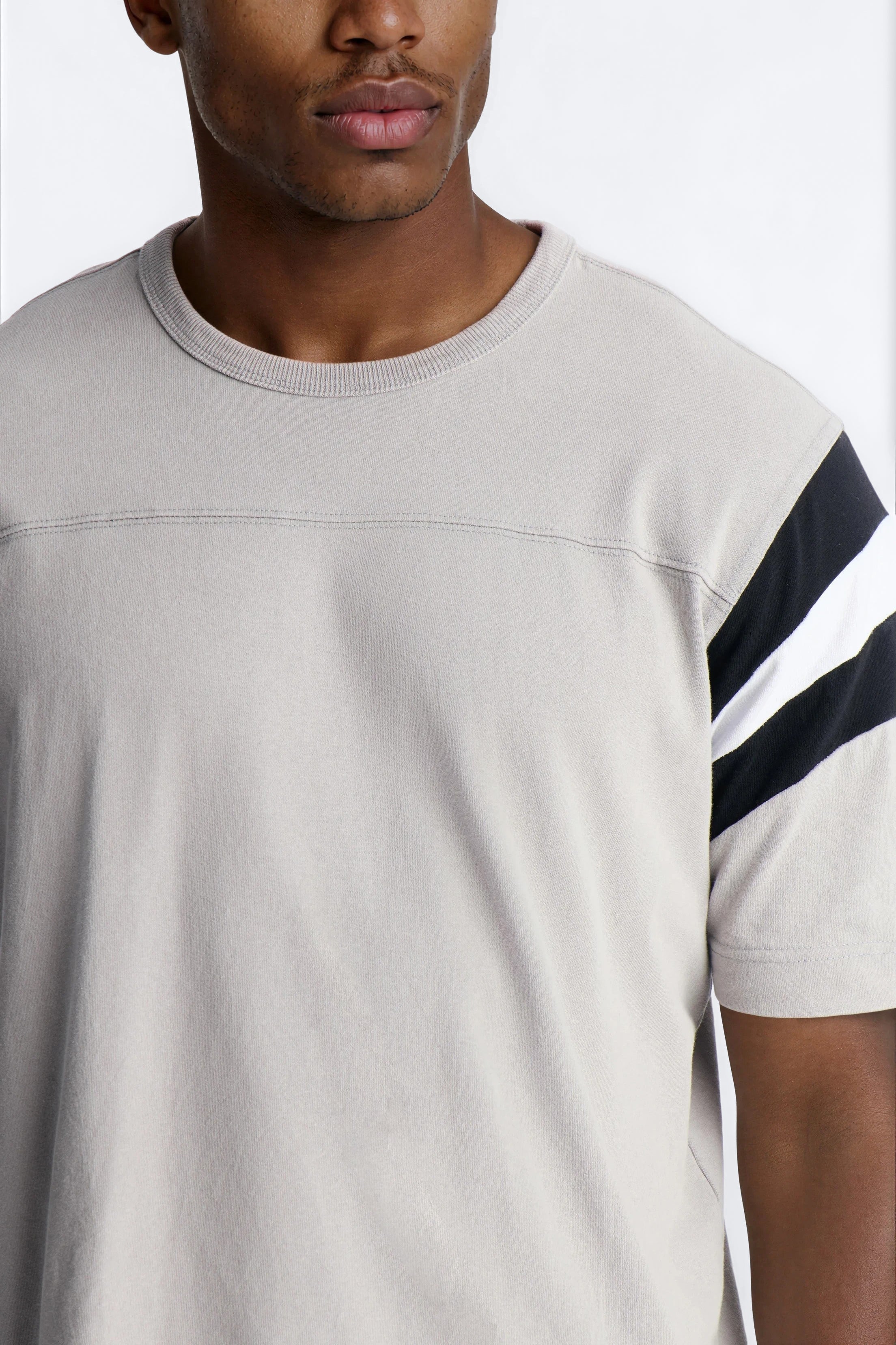 Boxy Varsity Stripe Tee - Grey/combo image 3