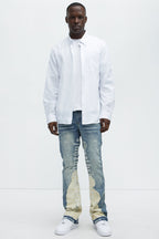 See It Through Bleached Stacked Skinny Flare Jeans - Light Wash image 2