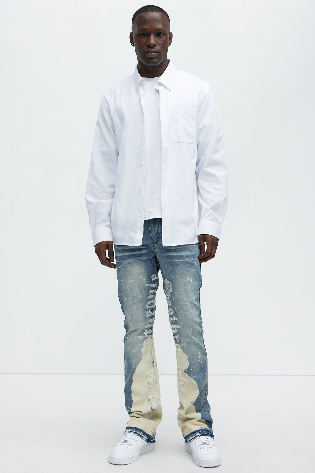 See It Through Bleached Stacked Skinny Flare Jeans - Light Wash image 2