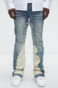 See It Through Bleached Stacked Skinny Flare Jeans - Light Wash image 1