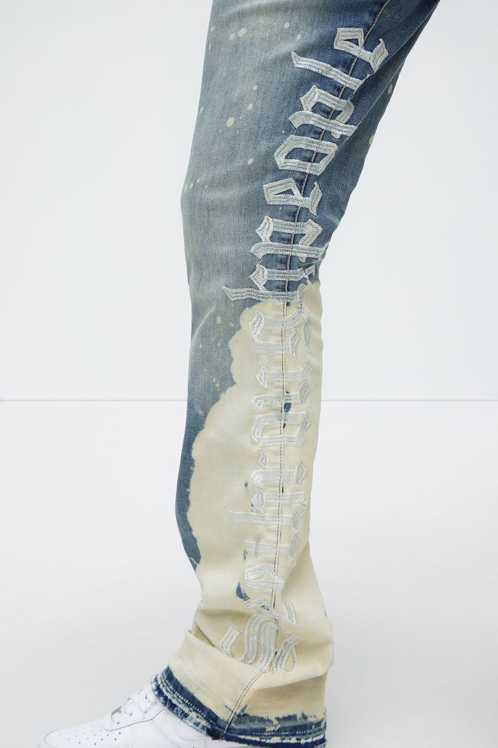 See It Through Bleached Stacked Skinny Flare Jeans - Light Wash image 4