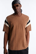 Boxy Varsity Stripe Tee - Brown/combo image 1