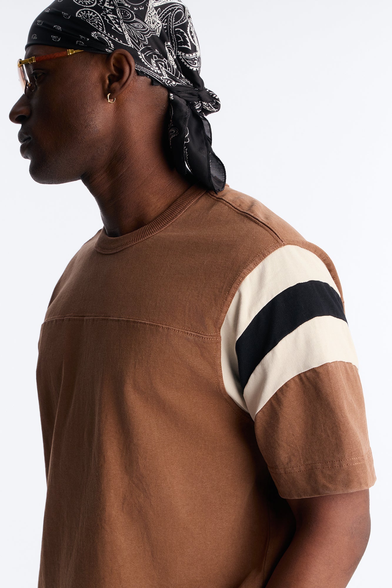 Boxy Varsity Stripe Tee - Brown/combo image 3