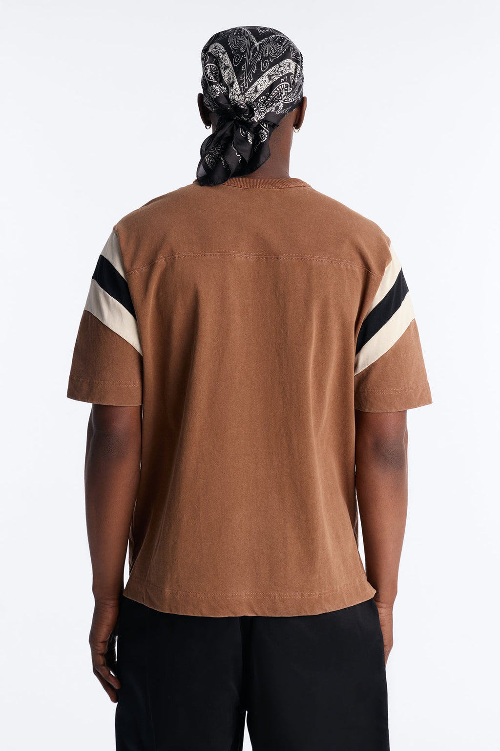 Boxy Varsity Stripe Tee - Brown/combo image 4