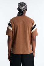 Boxy Varsity Stripe Tee - Brown/combo image 4