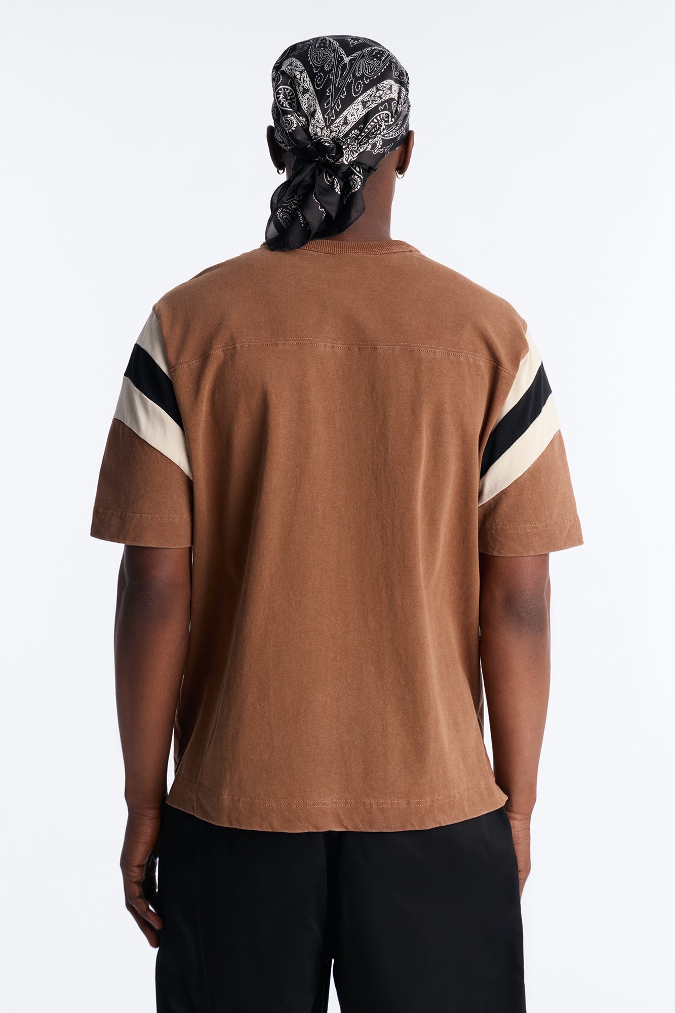 Boxy Varsity Stripe Tee - Brown/combo image 4