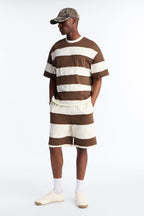 Dean Distressed Stripe Crewneck Tee - Brown/combo image 2