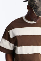 Dean Distressed Stripe Crewneck Tee - Brown/combo image 3
