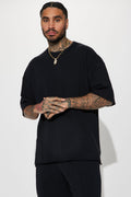 I Like How It Looks Oversized Terry Short Sleeve Tee - Black image 1