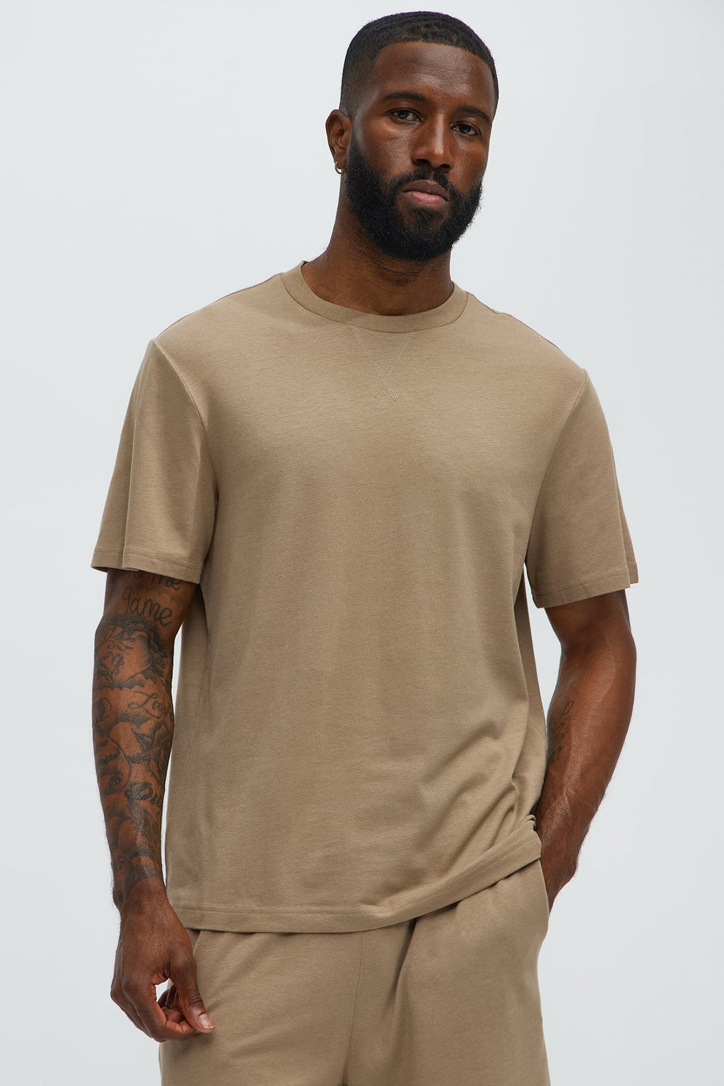 Essential Modal Lounge Short Sleeve Tee - Taupe image 1