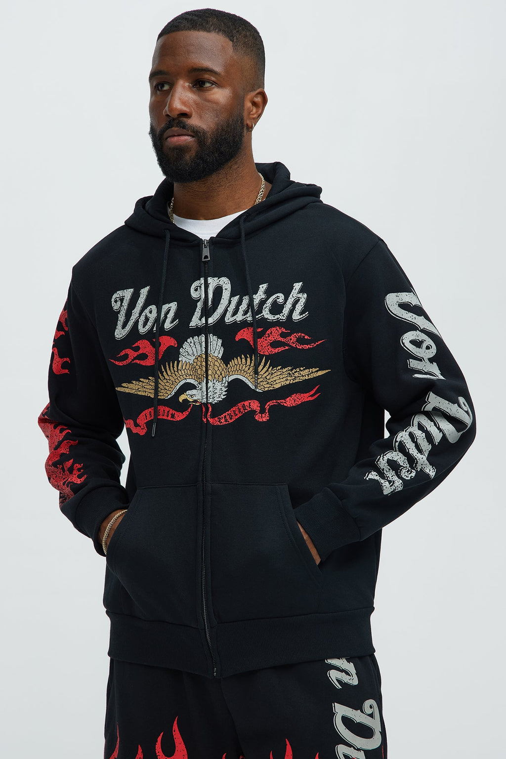 Von Dutch Fire Zip Hoodie - Black image 1