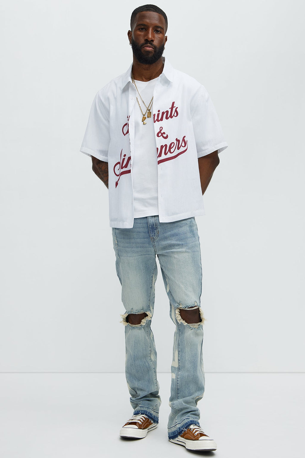 Apex Splotter Ripped Stacked Skinny Flare Jeans - Light Blue Wash image 2