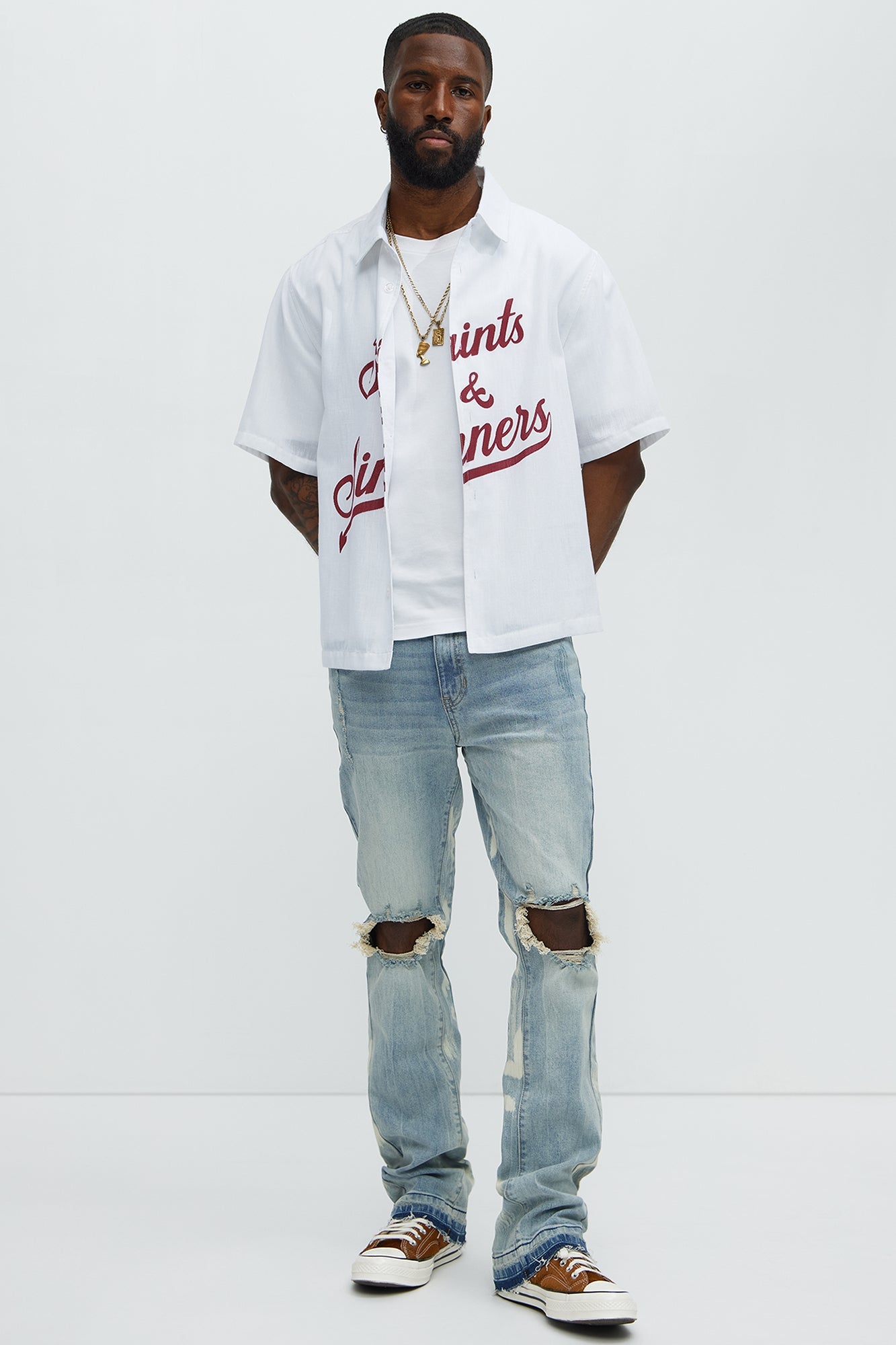 Apex Splotter Ripped Stacked Skinny Flare Jeans - Light Blue Wash image 2
