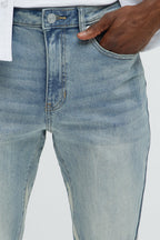 Apex Splotter Ripped Stacked Skinny Flare Jeans - Light Blue Wash image 3
