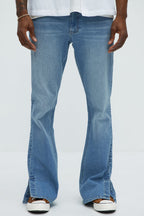 Upstanding Slit Stacked Slim Flare Jeans - Light Blue Wash image 1