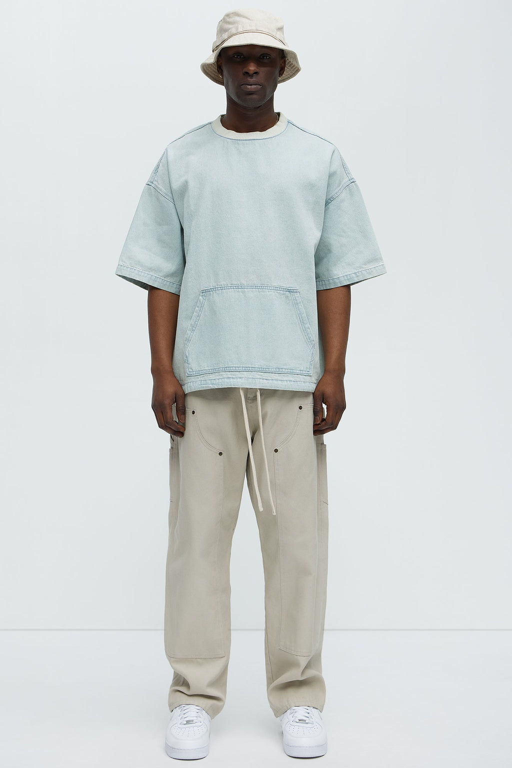 Boxy Denim Short Sleeve Tee - Light Wash image 2