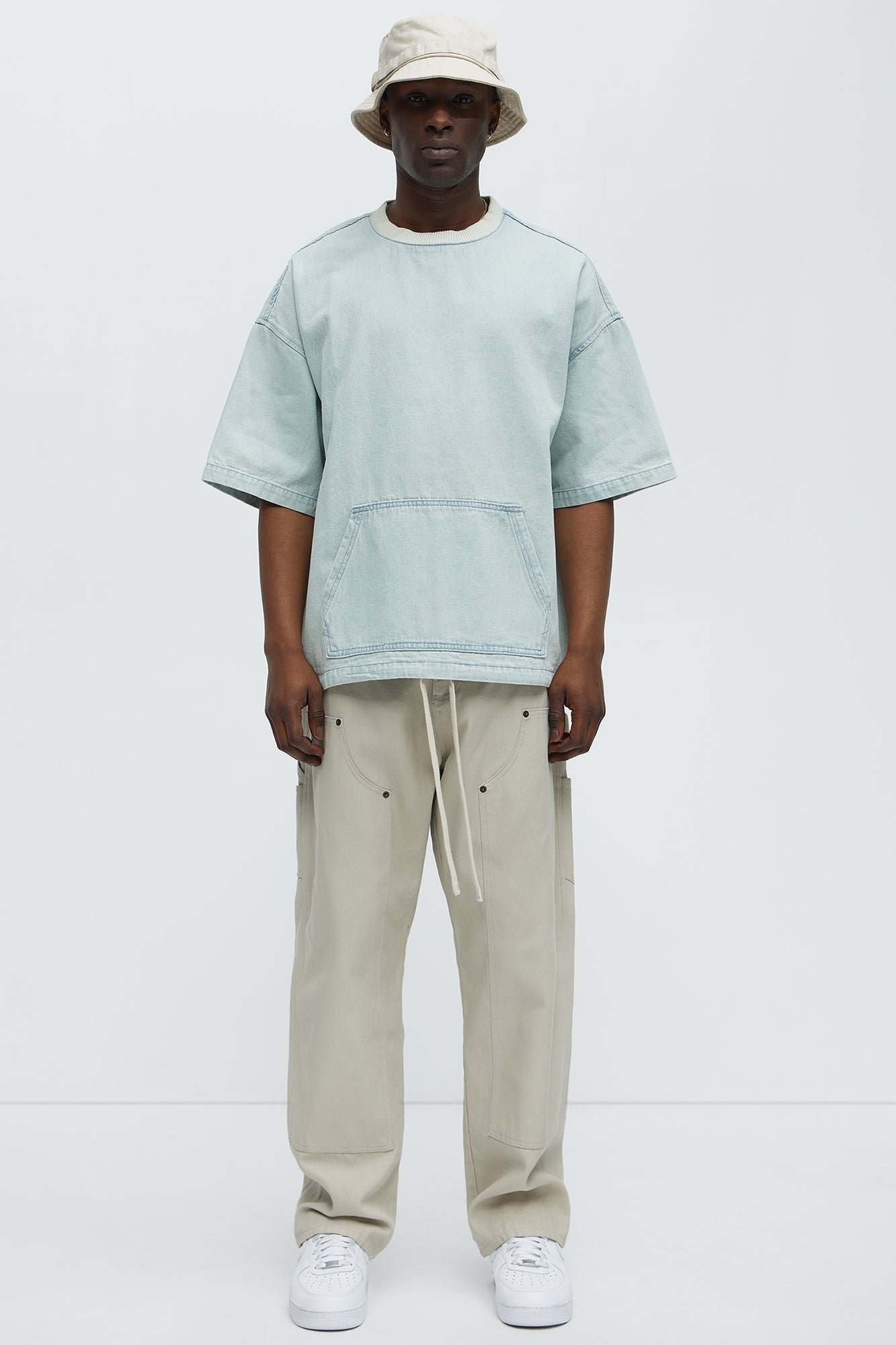 Boxy Denim Short Sleeve Tee - Light Wash image 2