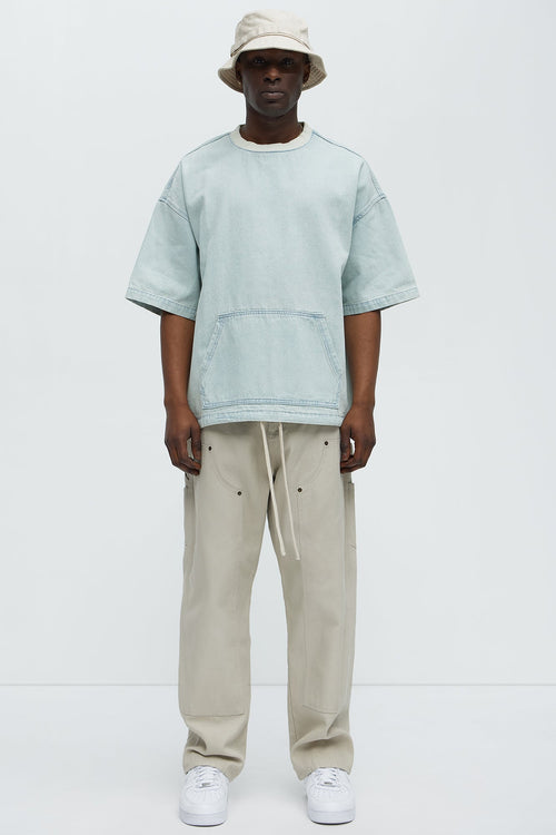 Boxy Denim Short Sleeve Tee - Light Wash image 2