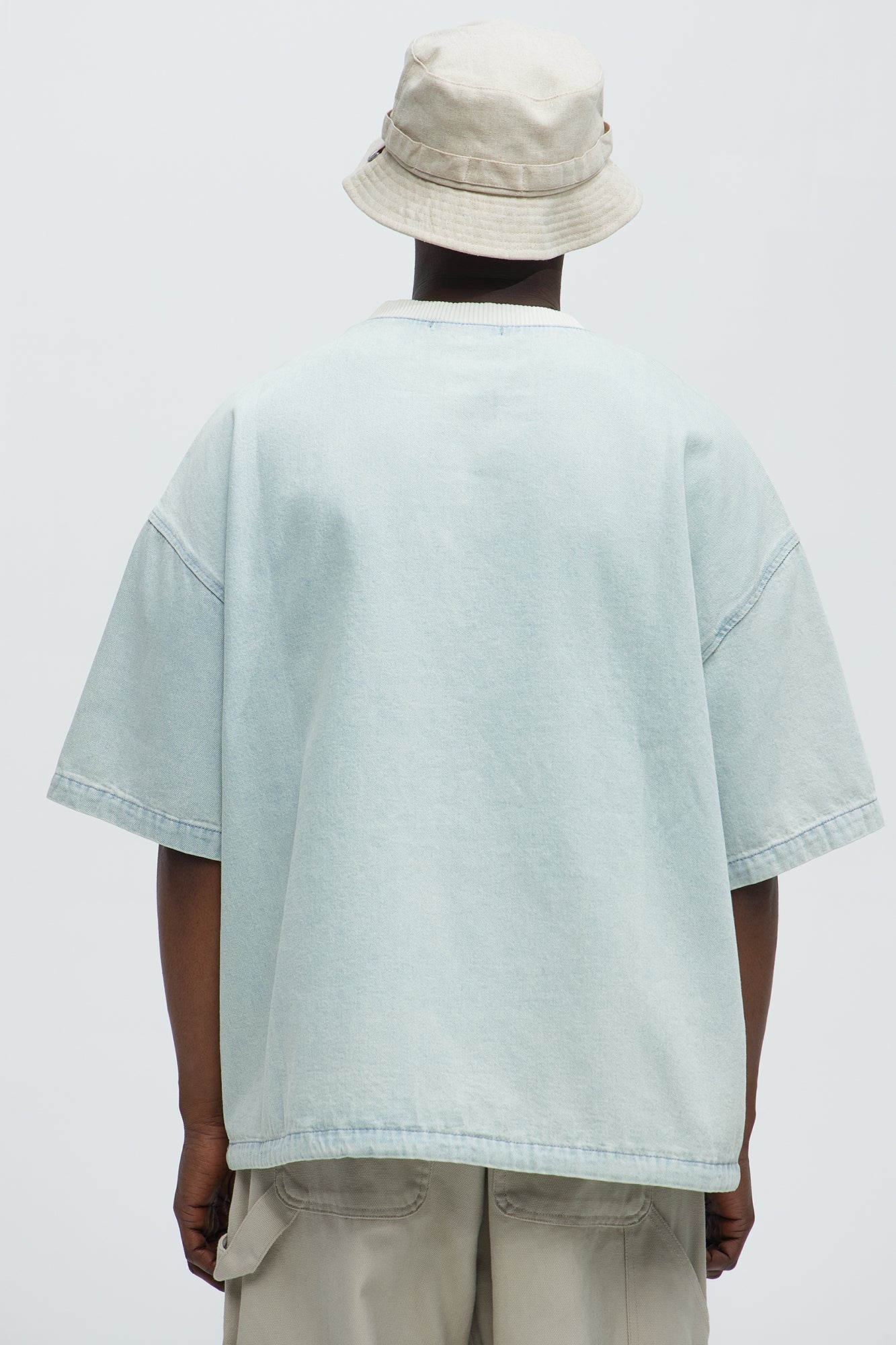 Boxy Denim Short Sleeve Tee - Light Wash image 3
