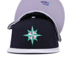 Seattle Mariners Navy Metallic Silver Cooperstown AC New Era 59Fifty Fitted