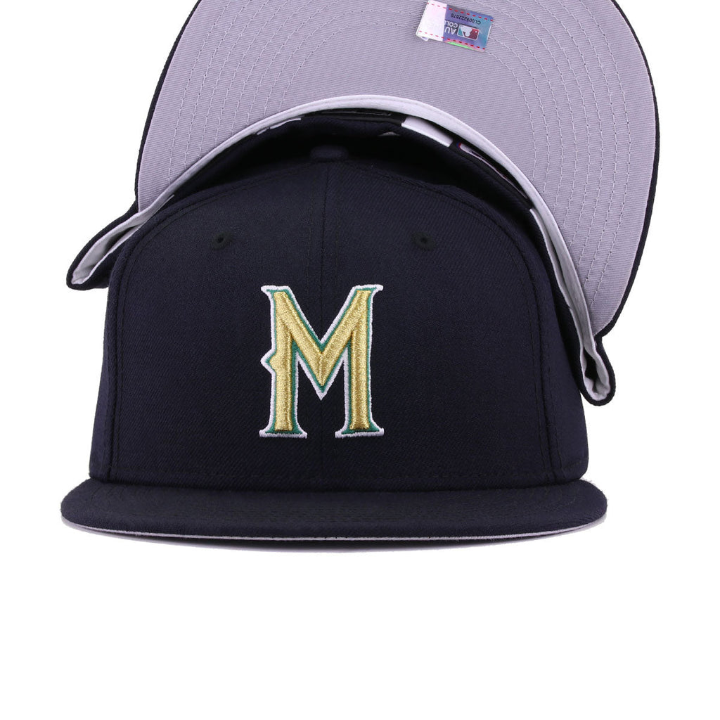 Milwaukee Brewers Navy Metallic Gold Cooperstown AC New Era 59Fifty Fitted