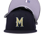 Milwaukee Brewers Navy Metallic Gold Cooperstown AC New Era 59Fifty Fitted