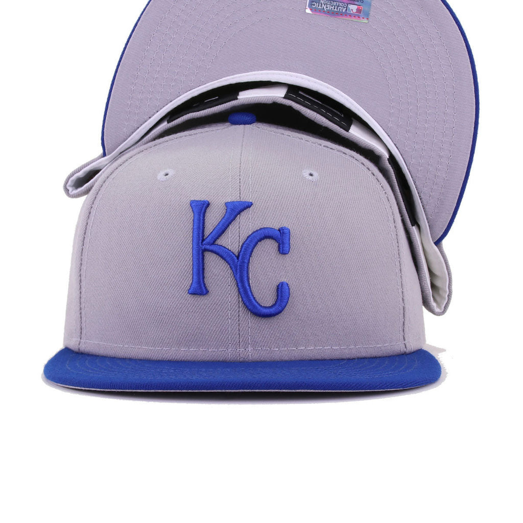 Kansas City Royals Grey Light Royal Blue Cooperstown AC New Era 59Fifty Fitted