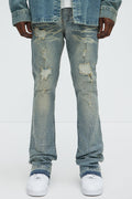 Stacked Skinny Flare On My Bling Distressed Jeans - Medium Blue Wash image 1