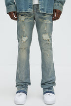 Stacked Skinny Flare On My Bling Distressed Jeans - Medium Blue Wash image 1