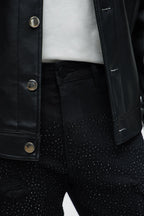 Stacked Skinny Flare On My Bling Distressed Jeans - Black image 3