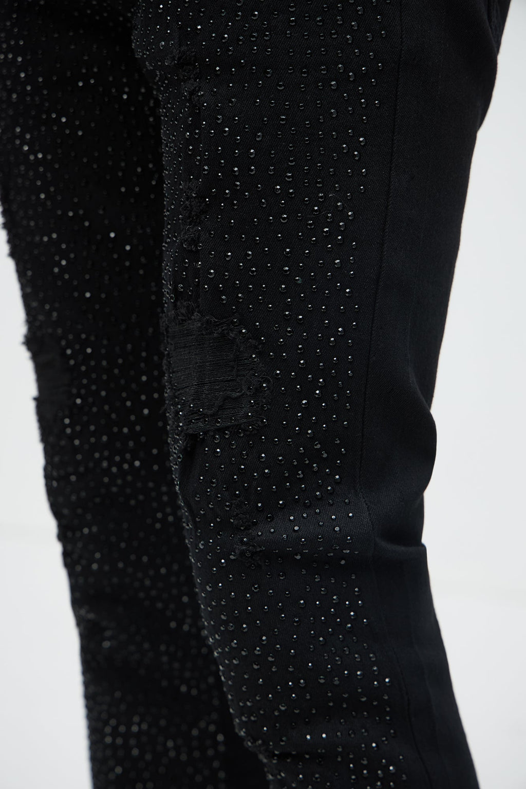 Stacked Skinny Flare On My Bling Distressed Jeans - Black image 4