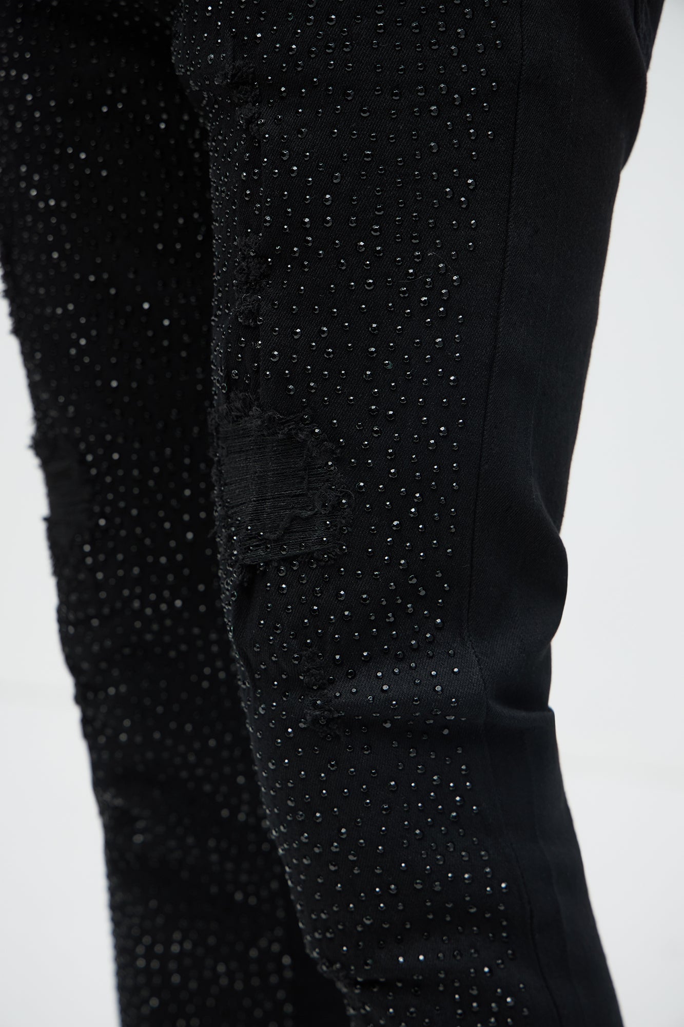 Stacked Skinny Flare On My Bling Distressed Jeans - Black image 4